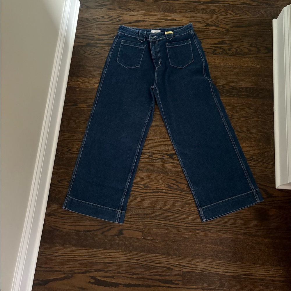 Frame Denim Wide Leg Crop Dark Indigo Jeans